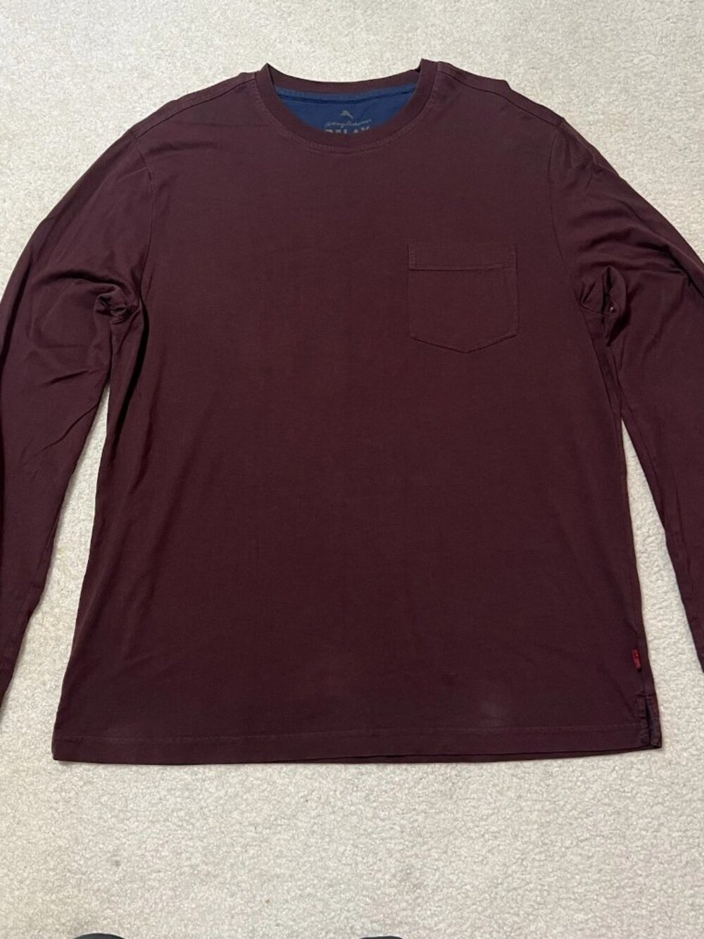 Tommy Bahama Relax Large Shirt Burgundy Mens Long Sleeve Supima Cotton Pocket